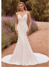 Spaghetti Straps Beaded Ivory Lace Chiffon Ruched Wedding Dress